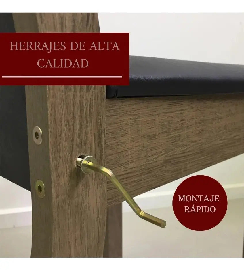 Juego de comedor 4 sillas tapizadas mesa de living rustico