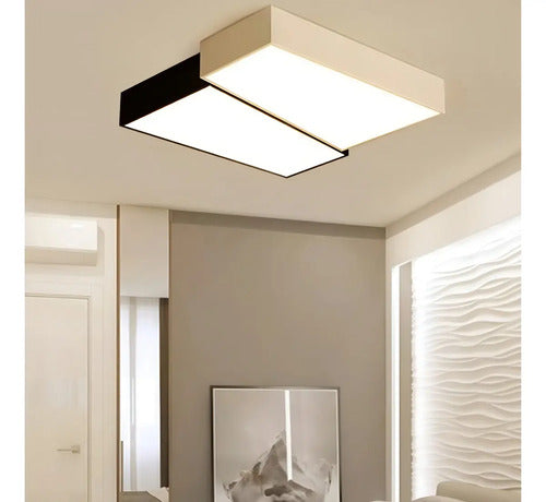 Plafon Led Integrado Combinado Blanco Y Negro Bosco