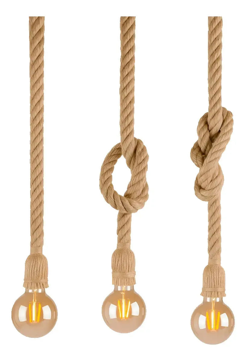 Lampara colgante de techo cuerda rustica industrial marrón