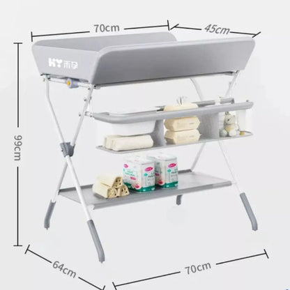 Mesa Cambiador Plegable Para Bebe Impermeable Con Estante Gris Liso