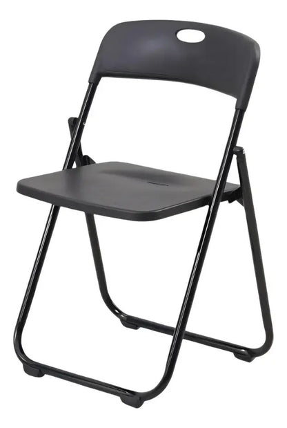Silla plegable reforzada para jardin exterior metal plastico negro