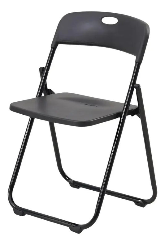 Silla plegable reforzada para jardin exterior metal plastico negro