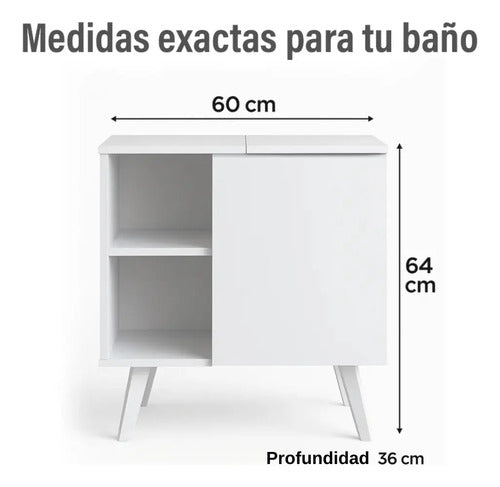 Mueble De Baño Para Bacha De Apoyo Gabinete Blanco Sin Agujeros