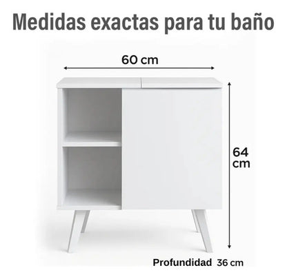 Mueble De Baño Para Bacha De Apoyo Gabinete Blanco Sin Agujeros