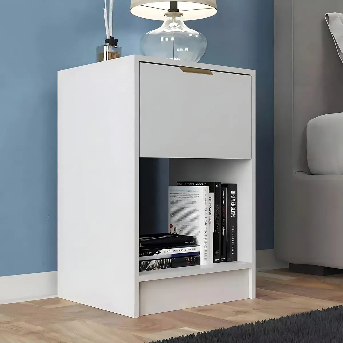 Pack x2 mesas de luz Paris con cajon moderna