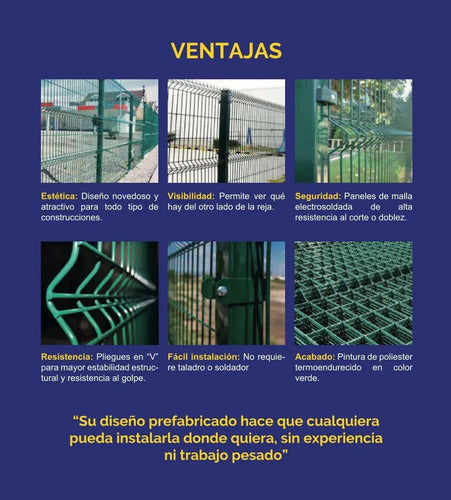 Cercos Perimetrales Reja Panel Pre Fabricadas Seguridad Verde