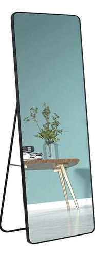Espejo De Pie Rectangular 1.5m De Aluminio Living Dormitorio Negro