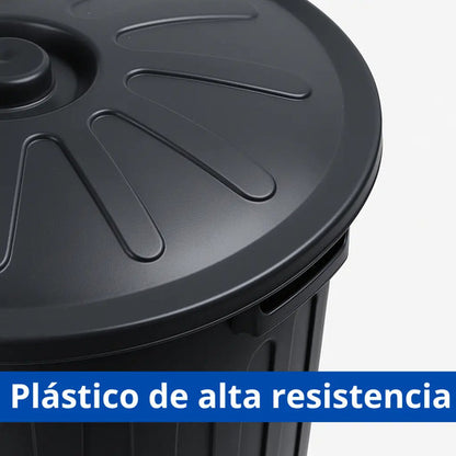 Papelera Basurero Cesto De Basura Con Tapa 65lts Plastico Negro