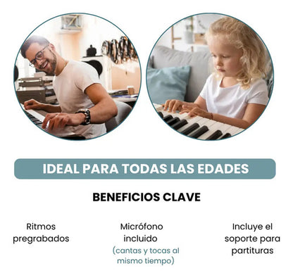 Teclado Musical Órgano Piano 61 Teclas Ritmos Calidad Negro