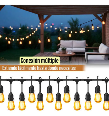 Guirnalda Guia De Luces Patio Jardín Luz Calidad Led Amarillo