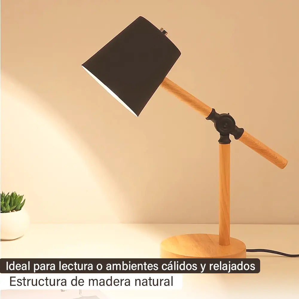 Lampara escritorio portátil nórdica metal madera ajustable
