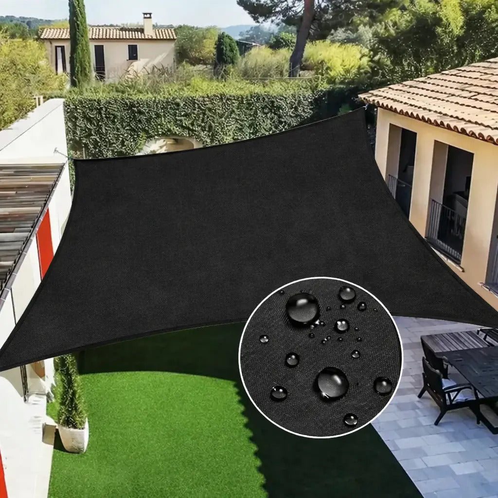Malla sombra toldo cuadrada 3x4m exterior jardín negro