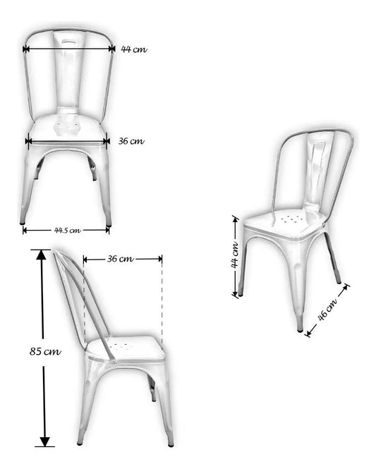 4 sillas Tolix de metal para comedor de exterior