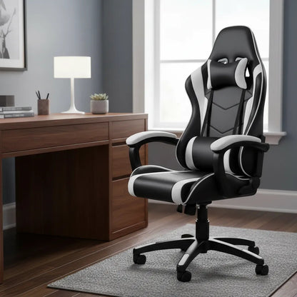Escritorio gamer negro + silla gamer ergonómica regulable