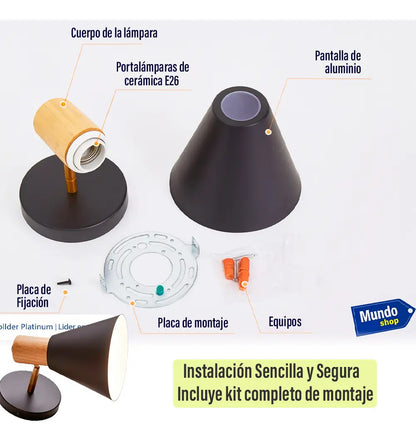 Pack x2 aplique nórdico metal blanco con detalle madera