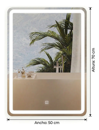 Espejo Touch Sin Marco Con Luz Led 50x70cm Táctil Blanco