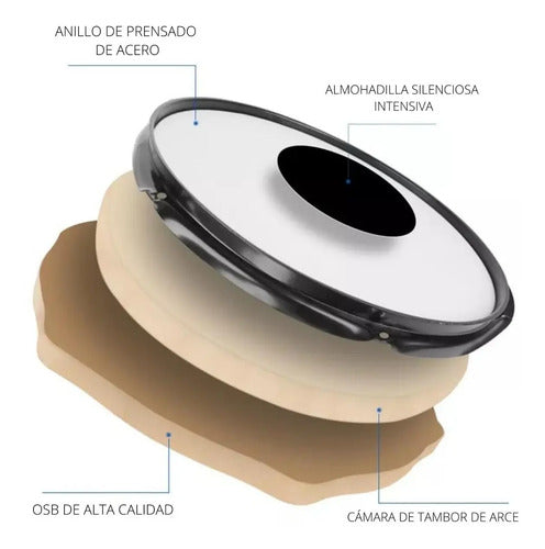 Pandereta Para Batería De Practica Percusión Crema