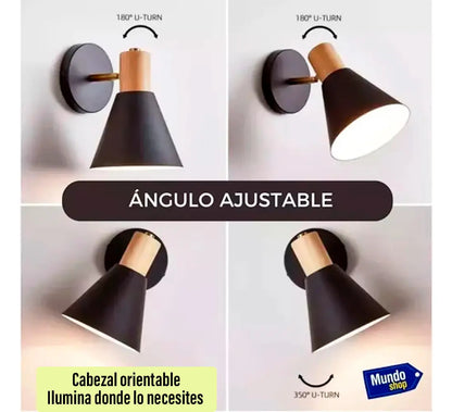 Pack x2 aplique nórdico metal blanco con detalle madera