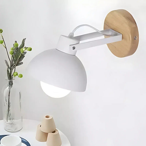 Lampara Aplique De Pared Nordico Metal Y Madera Moderno