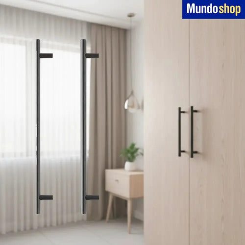 Pack X2 Tirador Manija Agarre Para Mueble Negro Mate Liso
