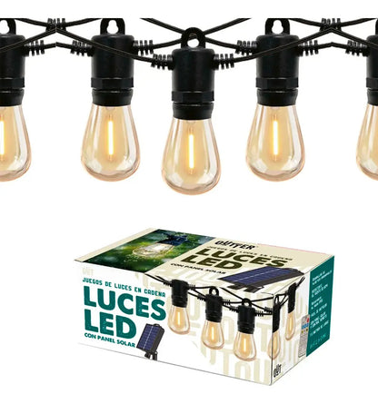 Guirnalda guia de luces LED solar 7.5 mts luz cálida