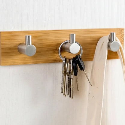Perchero Bambú Y Metal 3 Ganchos Living Dormitorio Multiuso Marrón