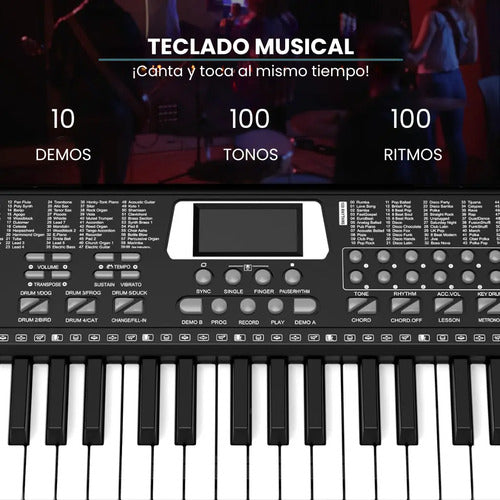 Teclado Musical Órgano Piano 61 Teclas Ritmos Calidad Negro