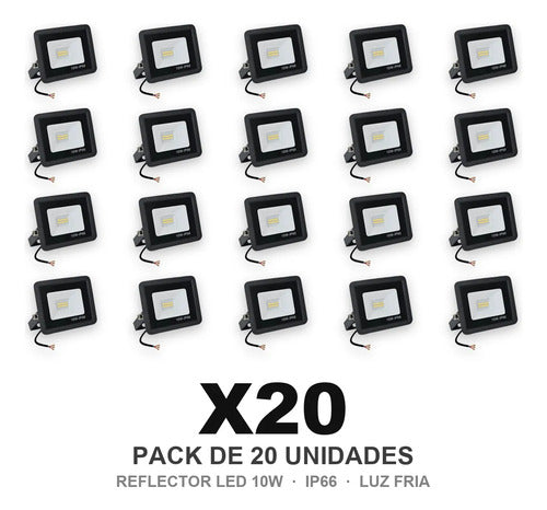 Reflector Foco Led 10w Luz Fria Exterior Ip66 X20 Negro