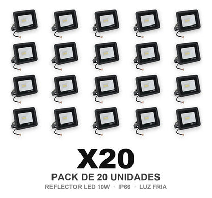 Reflector Foco Led 10w Luz Fria Exterior Ip66 X20 Negro