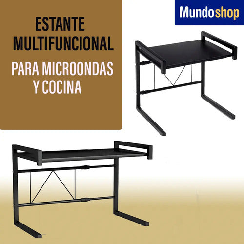 Rack Estante Organizador Extensible Cocina Mesada Microondas Negro
