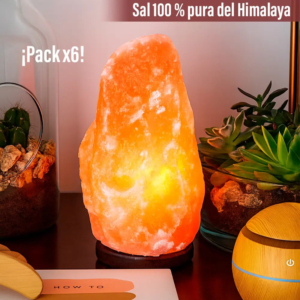 Pack 6 lampara sal del Himalaya piedra de 2 a 3 kg