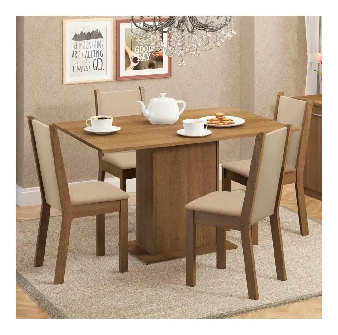 Juego de comedor 4 sillas tapizadas mesa de living rustico