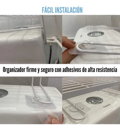 Organizador Adhesivo Metal Cocina Baño Con Ganchos