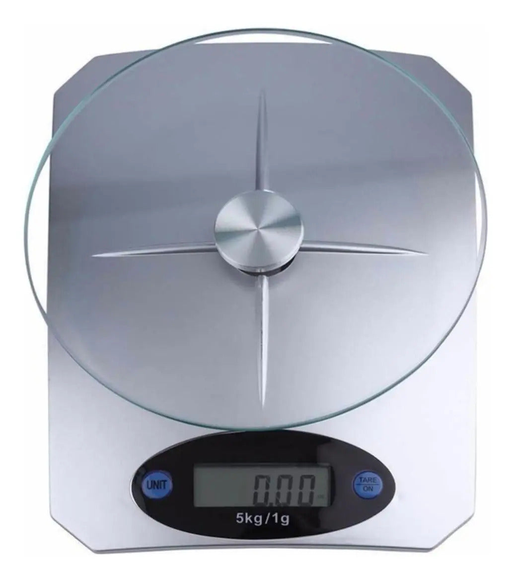 Balanza cocina digital precisión 1g-5kg vidrio pantalla gris