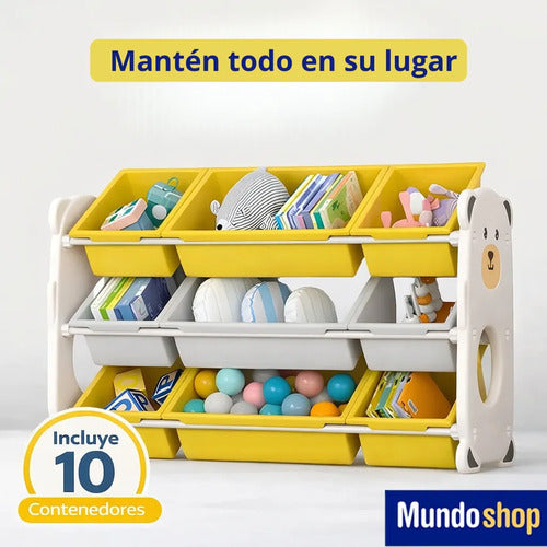 Organizador Plástico 10 Reparticiones Con Diseño P/niños Color Blanco Piccoly Cajonera