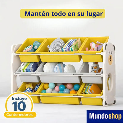 Organizador Plástico 10 Reparticiones Con Diseño P/niños Color Blanco Piccoly Cajonera