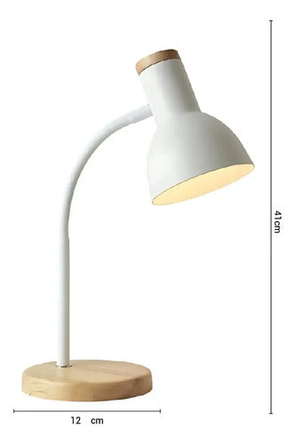 2 X Lampara De Escritorio Portatil Nordica Madera Vintage Estructura Blanco
