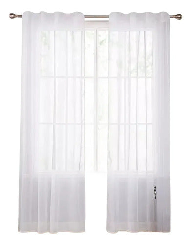 Juego De Cortinas Blancas Poliéster Estampada 245cm X 132cm Blanco