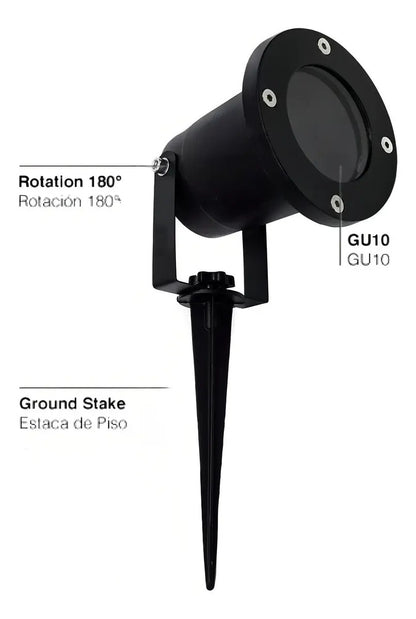 Lampara estaca jardin LED jabalina exterior pincho piso GU10 negro