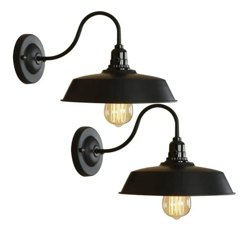 Pack X2 Aplique Galponero Estilo Industrial Vintage Spot36cm Negro
