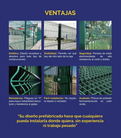Cercos Perimetrales Reja 1.5m X 2.5m+dos Postes 2m Seguridad Verde