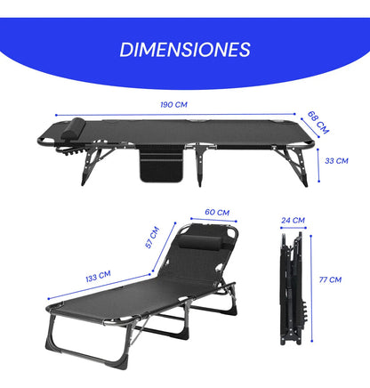Outter silla reclinable camping cama acolchonada plegable jardin