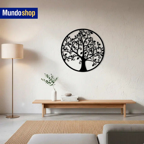 Cuadro Madera Calada Arbol De La Vida 53 X 53 Cm Negro