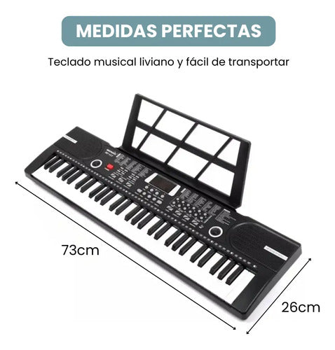 Teclado Musical Órgano Piano 61 Teclas Ritmos Calidad Negro