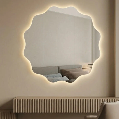 Espejo Touch Sin Marco Con Luz Led 60cm Diámetro Táctil Blanco