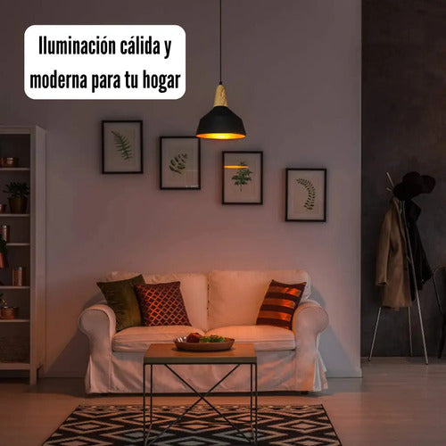 Lampara Colgante De Techo Metal Y Madera Diseño Nordico