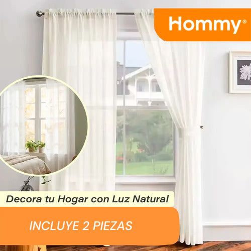 Juego De Cortinas Blancas Poliéster Estampada 106cm X 160cm Blanco