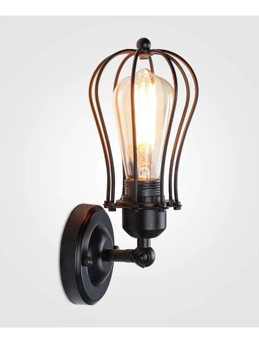 Aplique lampara pared jaula aplique vintage retro negro