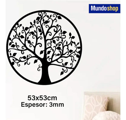 Cuadro Madera Calada Arbol De La Vida 53 X 53 Cm Negro