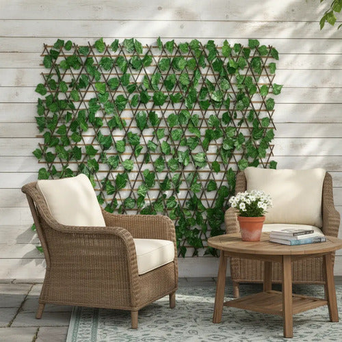 Cerco De Madera Con Hojas Artificiales Para Decoración Verde Oscuro